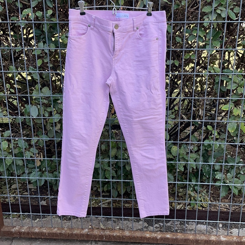 Pink Ann Taylor Loft Skinny Crop Pants